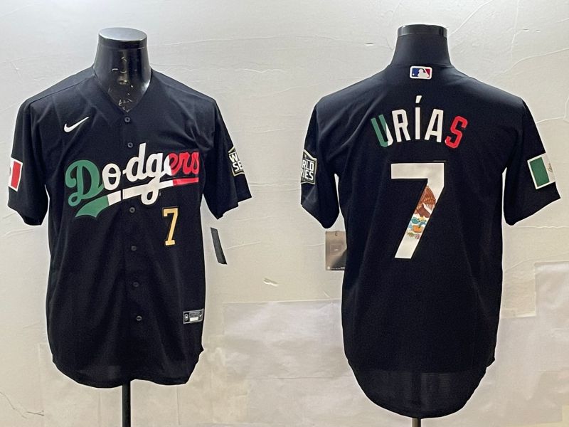 Men Los Angeles Dodgers 7 Urias Black Fashion 2025 Nike MLB Jersey style 9